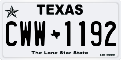 TX license plate CWW1192