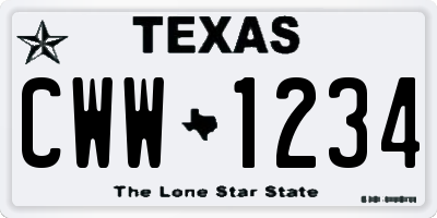 TX license plate CWW1234