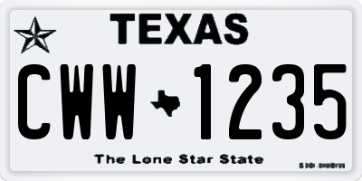 TX license plate CWW1235