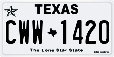 TX license plate CWW1420