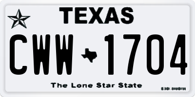TX license plate CWW1704