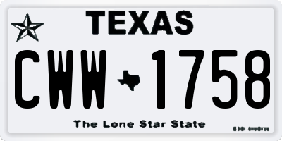TX license plate CWW1758