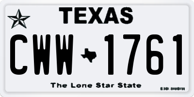 TX license plate CWW1761