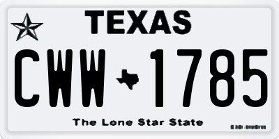 TX license plate CWW1785