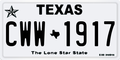 TX license plate CWW1917