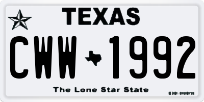 TX license plate CWW1992