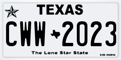 TX license plate CWW2023