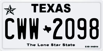 TX license plate CWW2098