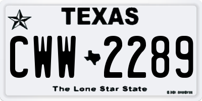 TX license plate CWW2289
