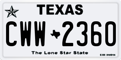 TX license plate CWW2360