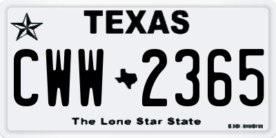 TX license plate CWW2365