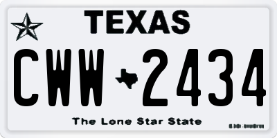 TX license plate CWW2434