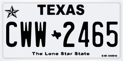 TX license plate CWW2465