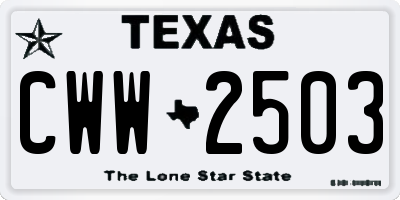 TX license plate CWW2503