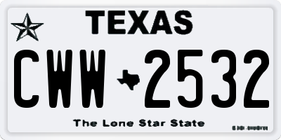 TX license plate CWW2532