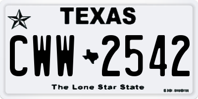 TX license plate CWW2542