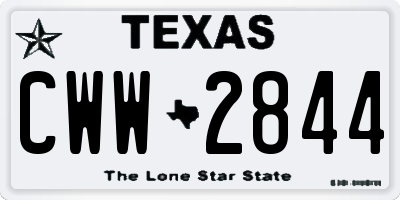 TX license plate CWW2844