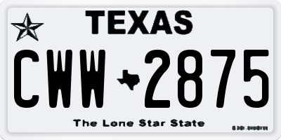 TX license plate CWW2875