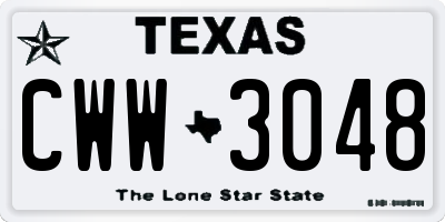 TX license plate CWW3048