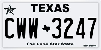 TX license plate CWW3247