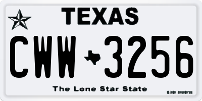 TX license plate CWW3256