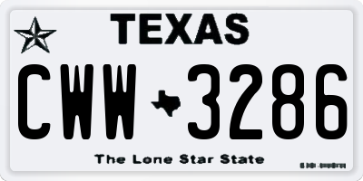 TX license plate CWW3286
