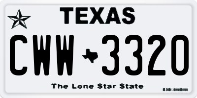 TX license plate CWW3320