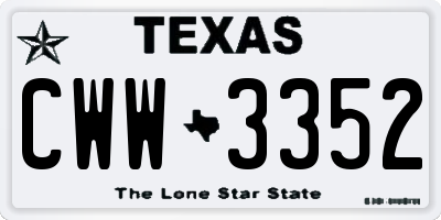 TX license plate CWW3352