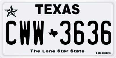 TX license plate CWW3636