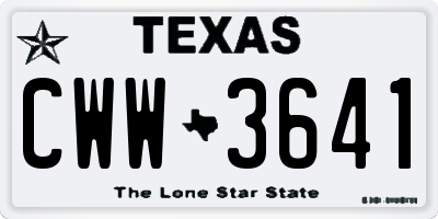 TX license plate CWW3641