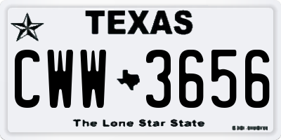 TX license plate CWW3656