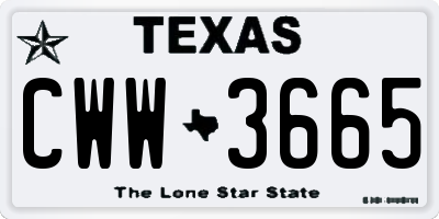 TX license plate CWW3665
