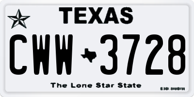 TX license plate CWW3728