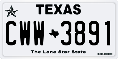 TX license plate CWW3891