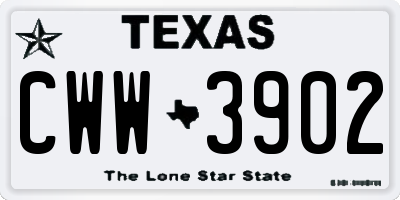 TX license plate CWW3902