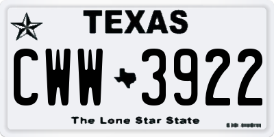 TX license plate CWW3922