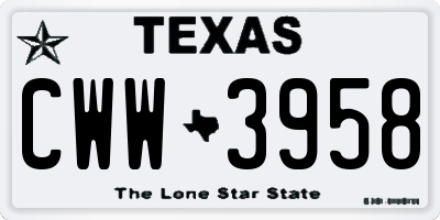 TX license plate CWW3958