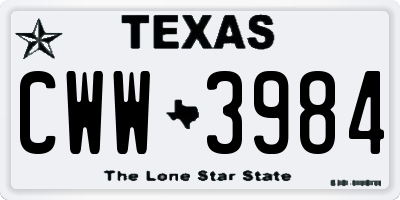 TX license plate CWW3984