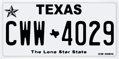 TX license plate CWW4029
