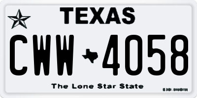 TX license plate CWW4058