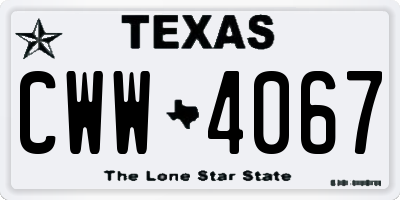 TX license plate CWW4067