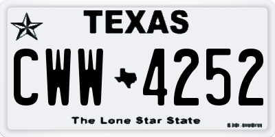 TX license plate CWW4252