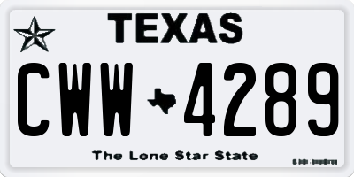 TX license plate CWW4289