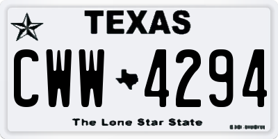 TX license plate CWW4294