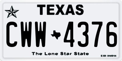 TX license plate CWW4376