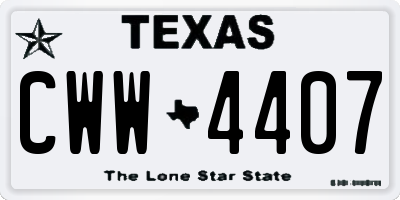 TX license plate CWW4407