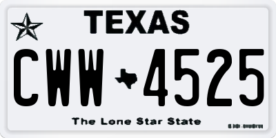 TX license plate CWW4525