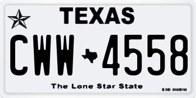 TX license plate CWW4558
