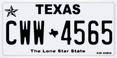 TX license plate CWW4565