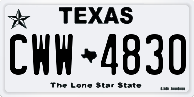 TX license plate CWW4830